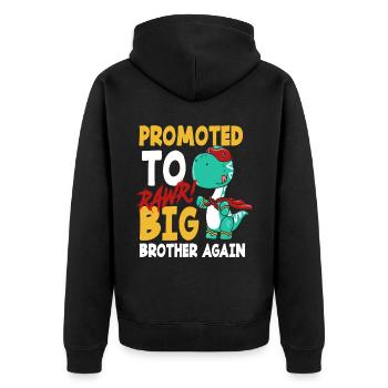 Dinosaurier Bruder Schwanger Superheld - Unisex Premium Bio Zip Hoodie - Schwarz - Hinten - Nico (187cm)