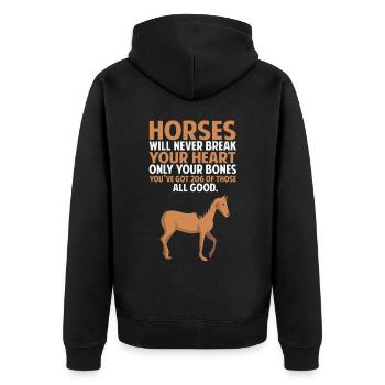 Les chevaux ne vous briseront jamais le cœur - Veste à capuche bio Premium Unisexe - noir - Dos - Nico (187cm)