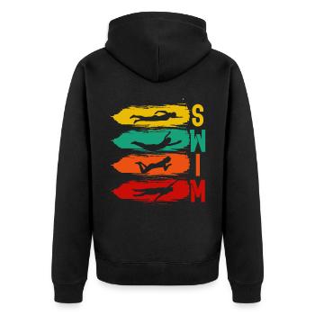 Swimming, swimming, water sports - Unisex Premium Organic Zip Hoodie - black - Back - Nico (187cm)