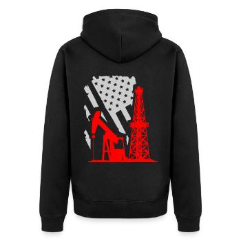 U.S. oilfield, oilfield workers - Unisex Premium Organic Zip Hoodie - black - Back - Nico (187cm)