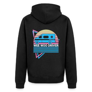 Wee Woo Driver Krankenwagenfahrer Retro - Unisex Premium Bio Zip Hoodie - Schwarz - Hinten - Nico (187cm)
