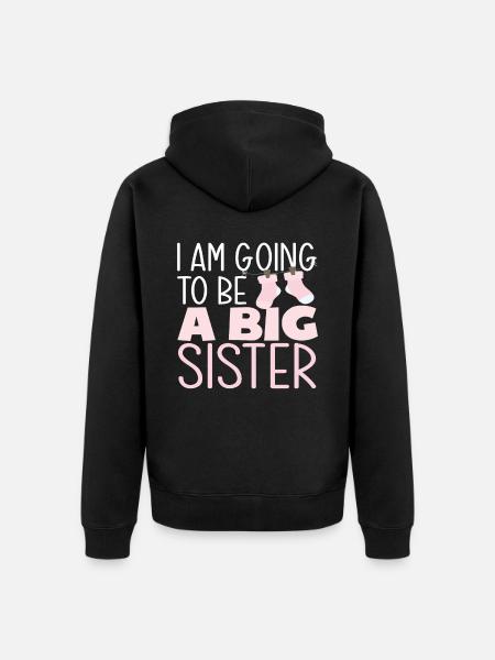 Ich Werde Eine Große Schwester - Unisex Premium Bio Zip Hoodie - Schwarz
