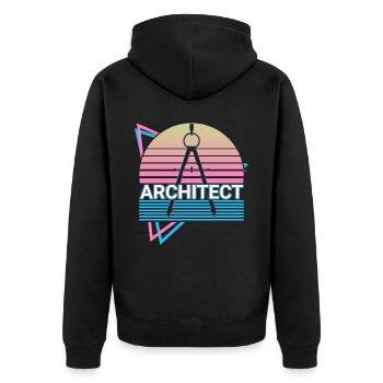 Architect Architecture Retro - Unisex Premium Organic Zip Hoodie - black - Back - Nico (187cm)