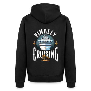 Cruise Ship Vacation Finally - Unisex Premium Bio Zip Hoodie - Schwarz - Hinten - Nico (187cm)