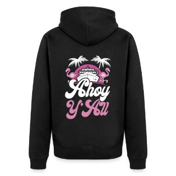 Cruise Ship Vacation Girl Ahoy - Unisex Premium Bio Zip Hoodie - Schwarz - Hinten - Nico (187cm)