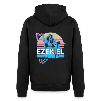 Ézéchiel Prophète hébreu Juif Juif Rétro - Veste à capuche bio Premium Unisexe - noir - Dos - Nico (187cm)