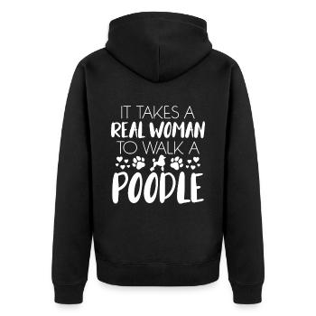 Cadeau de propriétaire de chien caniche - Veste à capuche bio Premium Unisexe - noir - Dos - Nico (187cm)