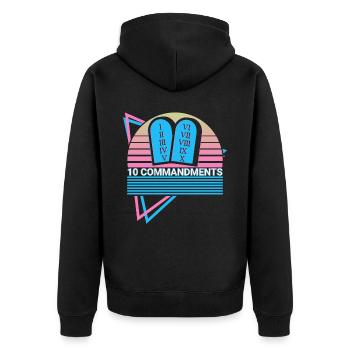 10 Commandments Christianity Retro - Unisex Premium Organic Zip Hoodie - black - Back - Nico (187cm)