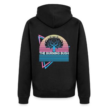The Burning Thorn Bush Exodus Christian Christian - Unisex Premium Organic Zip Hoodie - black - Back - Nico (187cm)