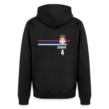 Serbie Srbija Patriotism Football Fan Jersey - Veste à capuche bio Premium Unisexe - noir - Dos - Nico (187cm)