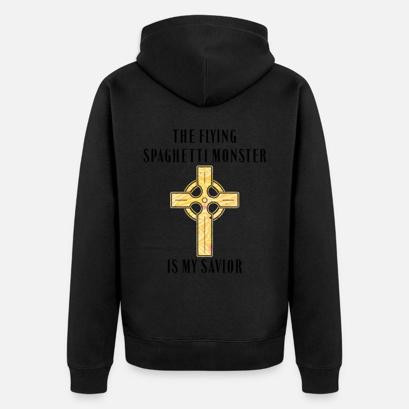 Flying Spaghetti Monster Pastafarianisme Pâtes - Veste à capuche bio Premium Unisexe - noir