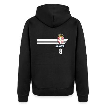 Serbie Srbija Patriotism Football Fan Jersey - Veste à capuche bio Premium Unisexe - noir - Dos - Nico (187cm)