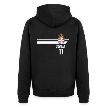 Serbia Srbija Patriotism Football Fan Jersey - Unisex Premium Organic Zip Hoodie - black - Back - Nico (187cm)