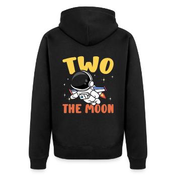 Deux des moon célébrations du 2e anniversaire Outerspace - Veste à capuche bio Premium Unisexe - noir - Dos - Nico (187cm)