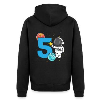 Célébration du 5e anniversaire Outerspace Happy Bday - Veste à capuche bio Premium Unisexe - noir - Dos - Nico (187cm)