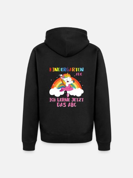 Kindergarten Ade Ich lerne ABC - Unisex Premium Bio Zip Hoodie - Schwarz