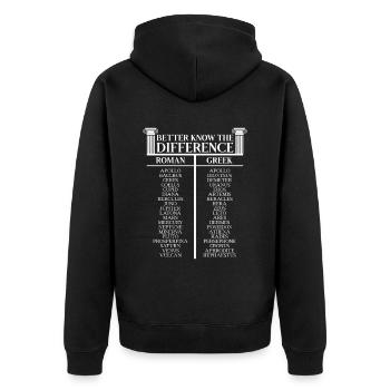 Griechische Mythologie Römisch Unterschied - Unisex Premium Bio Zip Hoodie - Schwarz - Hinten - Nico (187cm)