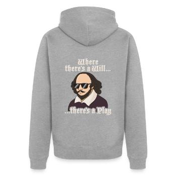 William Shakespeare Théâtre Littérature - Veste à capuche bio Premium Unisexe - gris chiné - Dos - Nico (187cm)