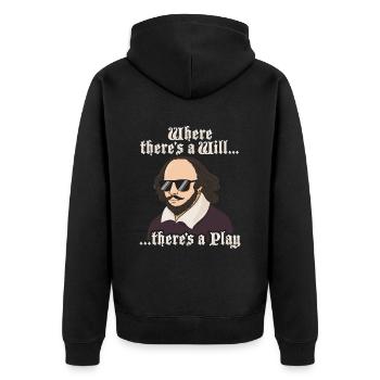 William Shakespeare Theatre Literature - Unisex Premium Organic Zip Hoodie - black - Back - Nico (187cm)