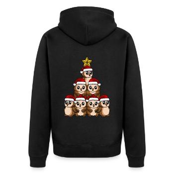 Eule Weihnachtsbaum - Unisex Premium Bio Zip Hoodie - Schwarz - Hinten - Nico (187cm)