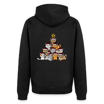 Katzen Weihnachtsbaum - Unisex Premium Bio Zip Hoodie - Schwarz - Hinten - Nico (187cm)