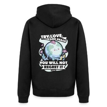 Planet Earth Gift Children - Unisex Premium Organic Zip Hoodie - black - Back - Nico (187cm)