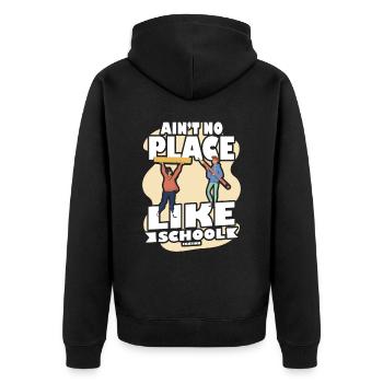 L’école est géniale dire les enfants - Veste à capuche bio Premium Unisexe - noir - Dos - Nico (187cm)
