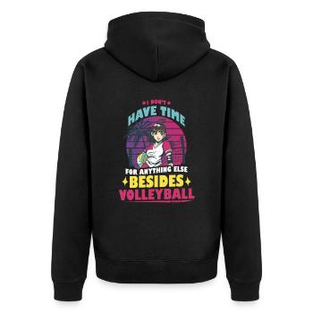 Volleyball Beachvolleyball Geschenk Strand - Unisex Premium Bio Zip Hoodie - Schwarz - Hinten - Nico (187cm)