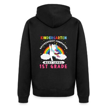 Licorne de maternelle terminée avec succès - Veste à capuche bio Premium Unisexe - noir - Dos - Nico (187cm)
