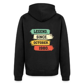 Legend since October 1980 - Unisex Premium Bio Zip Hoodie - Schwarz - Hinten - Nico (187cm)