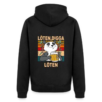 Löten, Digga LÖTEN! Biertrinker Sauf Spruch Bär - Unisex Premium Bio Zip Hoodie - Schwarz - Hinten - Nico (187cm)