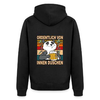 Ordentlich von innen Duschen witziger Trinkspruch - Unisex Premium Bio Zip Hoodie - Schwarz - Hinten - Nico (187cm)