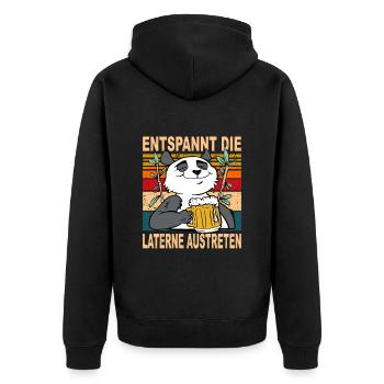 Entspannt die Laterne Austreten Humor Trinkspruch - Unisex Premium Bio Zip Hoodie - Schwarz - Hinten - Nico (187cm)