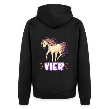 4. Geburtstag Pferde Mädchen Geburtstagsshirt 4 Ja - Unisex Premium Bio Zip Hoodie - Schwarz - Hinten - Nico (187cm)