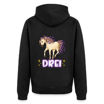 3. Geburtstag Pferde Mädchen Geburtstagsshirt 3 Ja - Unisex Premium Bio Zip Hoodie - Schwarz - Hinten - Nico (187cm)