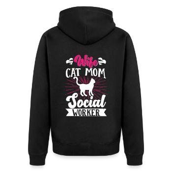 School Social Work Month WifeCat - Unisex Premium Organic Zip Hoodie - black - Back - Nico (187cm)