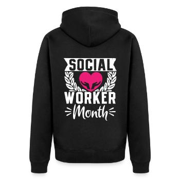 Mois du travail social à l’école Cœur - Veste à capuche bio Premium Unisexe - noir - Dos - Nico (187cm)