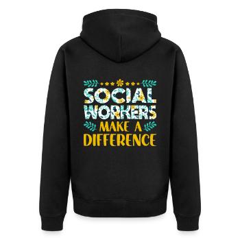 School Social Work Month Flowers - Unisex Premium Organic Zip Hoodie - black - Back - Nico (187cm)