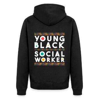 Mois du travail social à l’école Africain - Veste à capuche bio Premium Unisexe - noir - Dos - Nico (187cm)