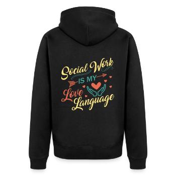 School Social Work Month Hands - Unisex Premium Organic Zip Hoodie - black - Back - Nico (187cm)