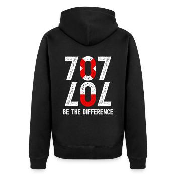 707 LOL Be the Difference Optimist Nerd - Unisex Premium Organic Zip Hoodie - black - Back - Nico (187cm)