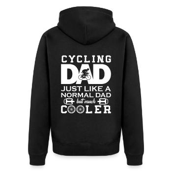 Cycling Dat just like a normal dad but much cooler - Unisex Premium Bio Zip Hoodie - Schwarz - Hinten - Nico (187cm)