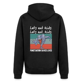 Dino Laisse manger les enfants Grammaire anglaise ponctuation - Veste à capuche bio Premium Unisexe - noir - Dos - Nico (187cm)