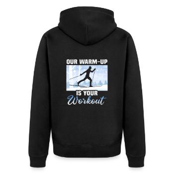 Langläufer Biathlon Skilangläufer - Unisex Premium Bio Zip Hoodie - Schwarz - Hinten - Nico (187cm)