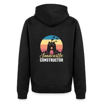 Strandurlaub am Meer Design Strandmotiv - Unisex Premium Bio Zip Hoodie - Schwarz - Hinten - Nico (187cm)