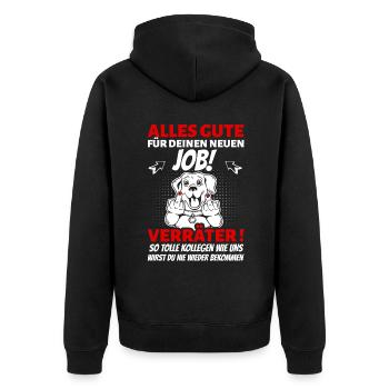 Alles gute für deinen neuen Job Verräter Abschied - Unisex Premium Bio Zip Hoodie - Schwarz - Hinten - Nico (187cm)