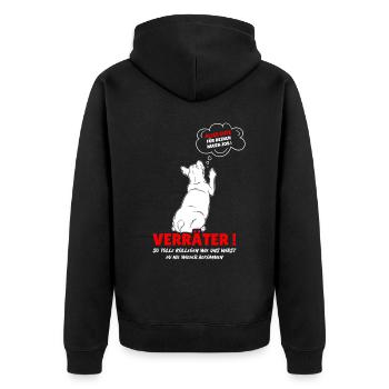 Alles gute für deinen neuen Job Verräter Abschied - Unisex Premium Bio Zip Hoodie - Schwarz - Hinten - Nico (187cm)