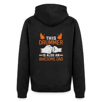 Schlagzeuger Vatertag Musiklehrer - Unisex Premium Bio Zip Hoodie - Schwarz - Hinten - Nico (187cm)