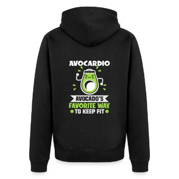 Avocardio Design für Vegetarier und Veganer - Unisex Premium Bio Zip Hoodie - Schwarz - Hinten - Nico (187cm)