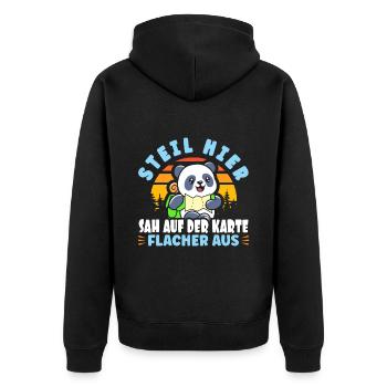 Wandern Steil hier sah Flacher aus - Unisex Premium Bio Zip Hoodie - Schwarz - Hinten - Nico (187cm)